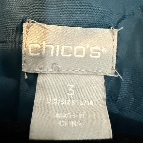 Chicos Jacket Womens 3 Blue Quilted Lightweight Puffer Insulated Snap Up Coat - Picture 8 of 9